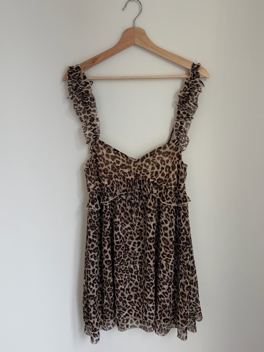 Leopard-Print Ruffle Dress || American Eagle Outfitters